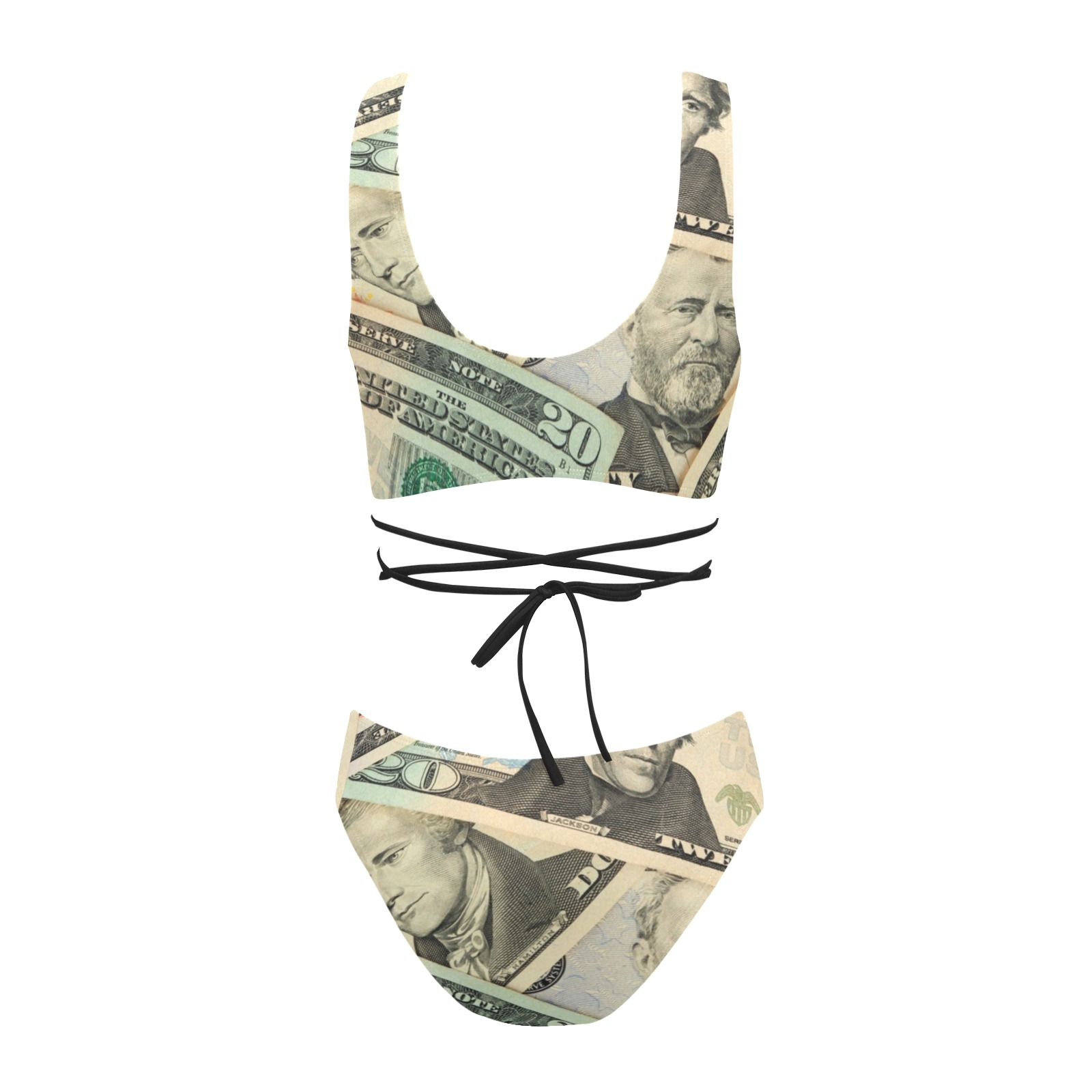 US PAPER CURRENCY Cross String Bikini Set (Model S29)