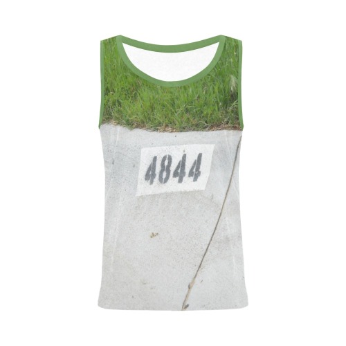 Street Number 4844 with Bright Green Collar All Over Print Tank Top for Women (Model T43)