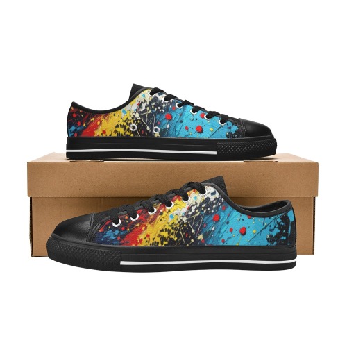 Abstract art of red, black, yellow, blue colors Women's Classic Canvas Shoes (Model 018)