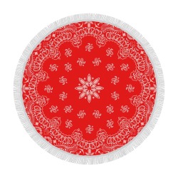 Bandana Red / White Circular Beach Shawl 59"x 59"