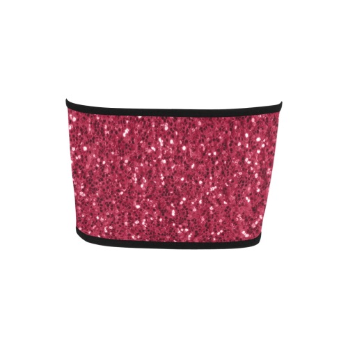 Magenta dark pink red faux sparkles glitter Bandeau Top