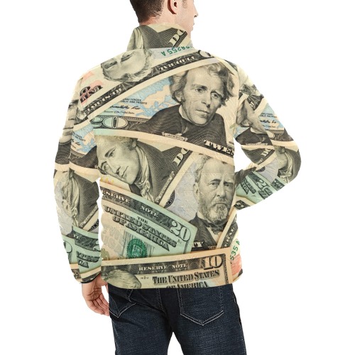 US PAPER CURRENCY Men's Stand Collar Padded Jacket (Model H41)