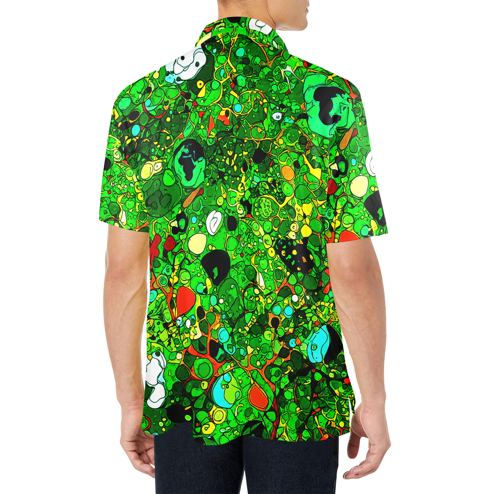 Green Abstract Art 409 Men's All Over Print Polo Shirt (Model T55)