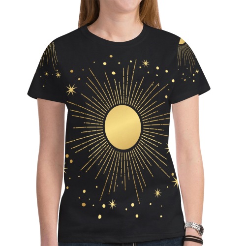 Ô Full Moon and Stars New All Over Print T-shirt for Women (Model T45)