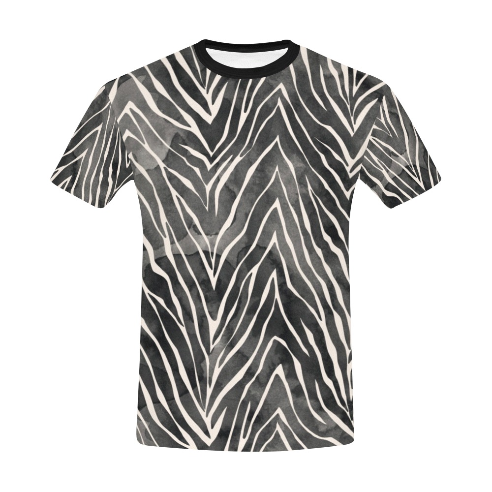 Animal print-Black-08 All Over Print T-Shirt for Men (USA Size) (Model T40)