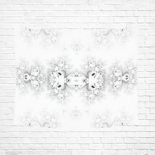 Snowy Winter White Frost Fractal Polyester Peach Skin Wall Tapestry 60"x 51"