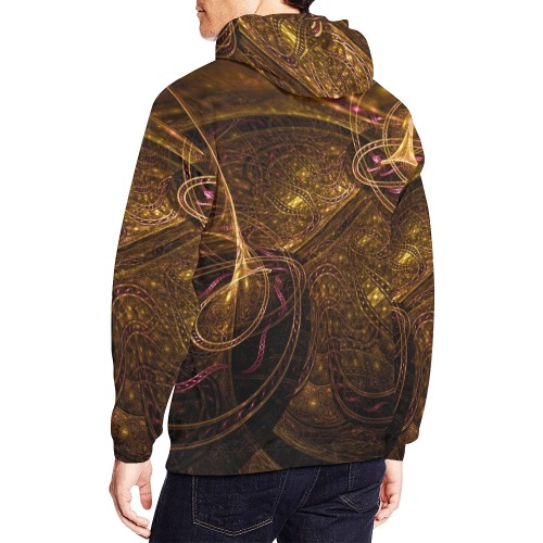 Gold fractal All Over Print Hoodie for Men (USA Size) (Model H13)