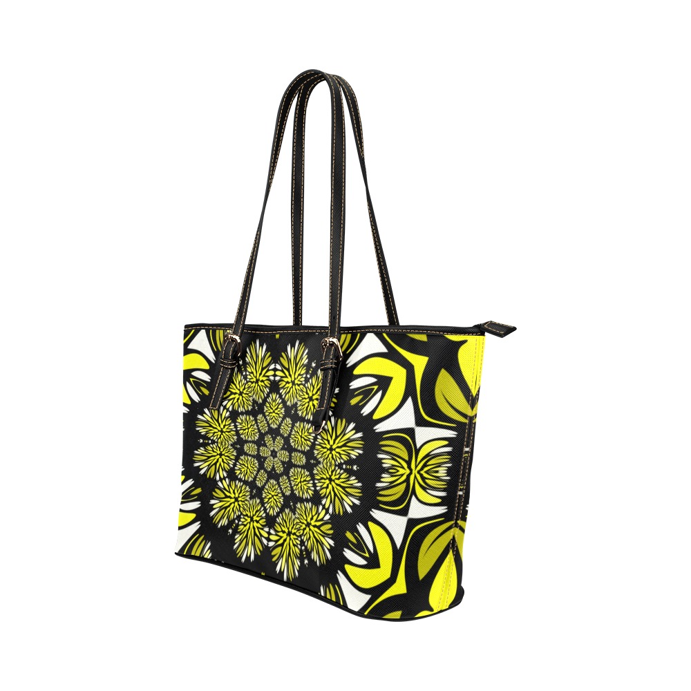 opulence yellow glow Leather Tote Bag/Small (Model 1651)