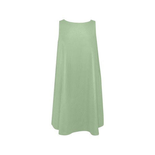 Fair Green Sleeveless A-Line Pocket Dress (Model D57)