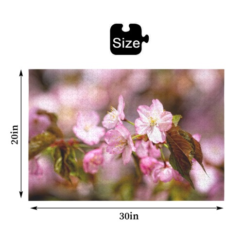The festival of pink sakura cherry blossoms. 1000-Piece Wooden Jigsaw Puzzle (Horizontal)