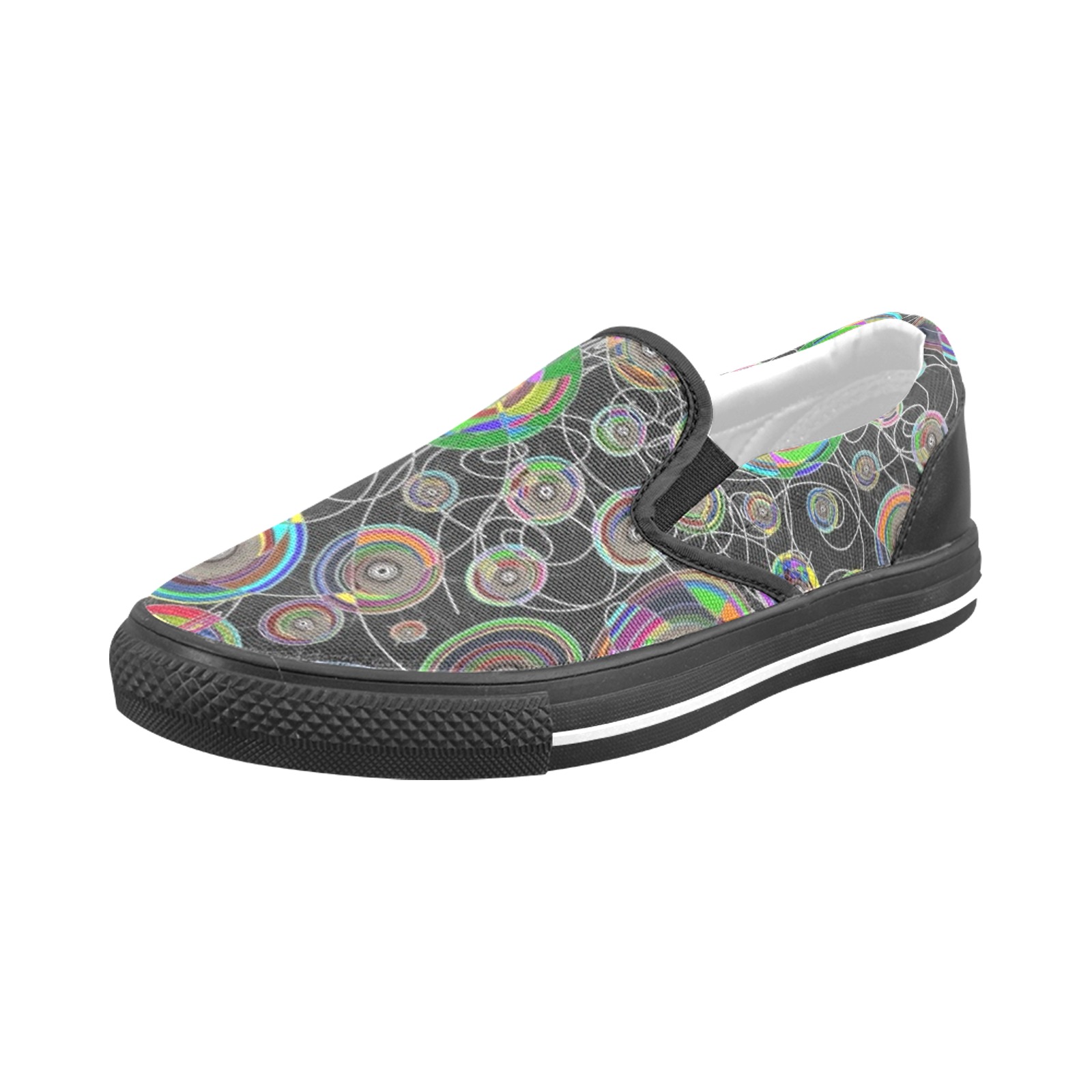 coloured cogs v1 b Slip-on Canvas Shoes for Kid (Model 019)