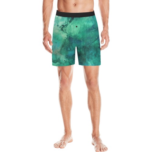 CG_a_green_and_blue_textured_surface_in_the_style_of_fluid_ink__8ea3f316-602e-4f64-bcf8-c283f84ca5b3 Men's Mid-Length Pajama Shorts (Model L46)