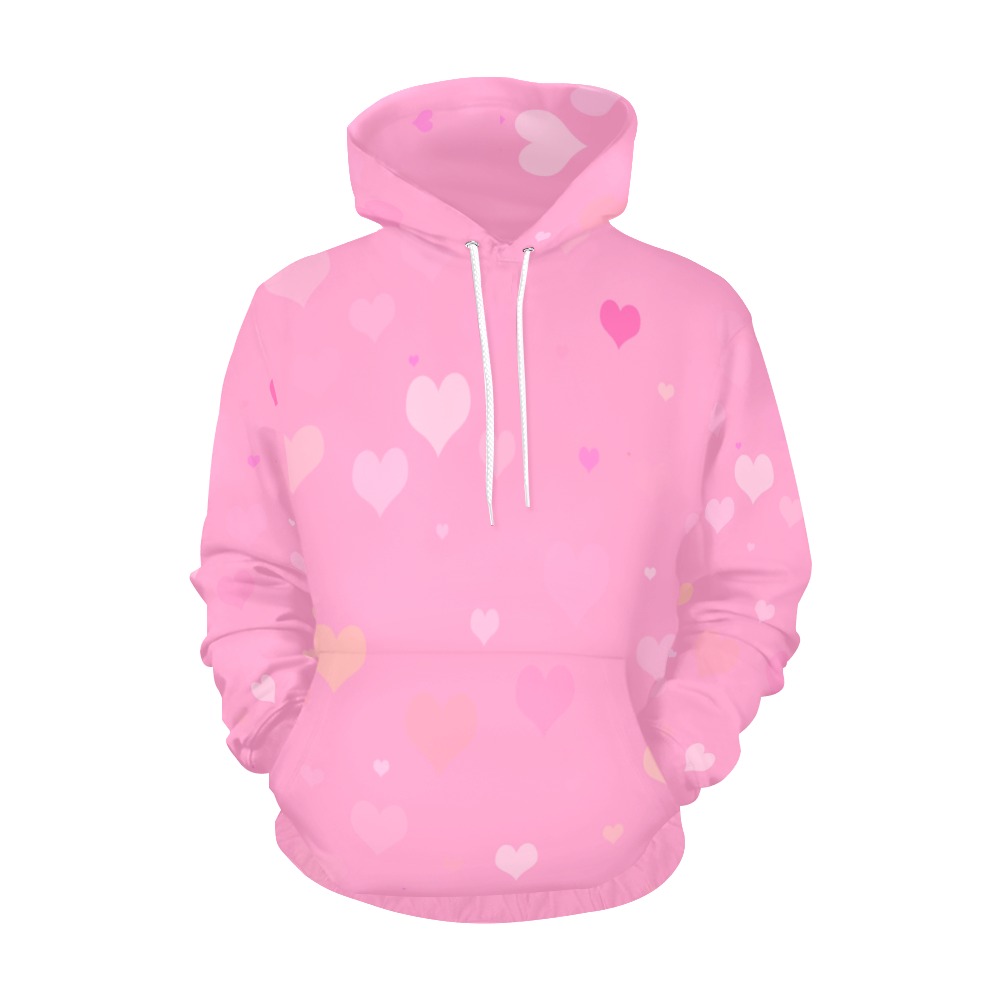 PinkHearts All Over Print Hoodie for Women (USA Size) (Model H13)