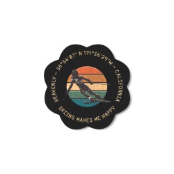 Ski Heavenly, California - Woman Skier, Gold Text Flower-Shaped Fridge Magnet