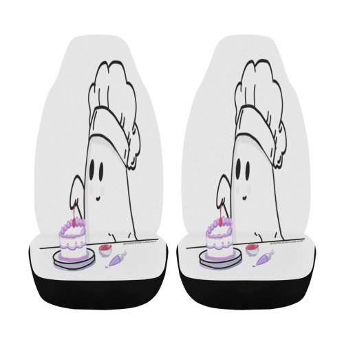 Ghost Decorating A Cake With A White Background Car Seat Cover Airbag Compatible (Set of 2)