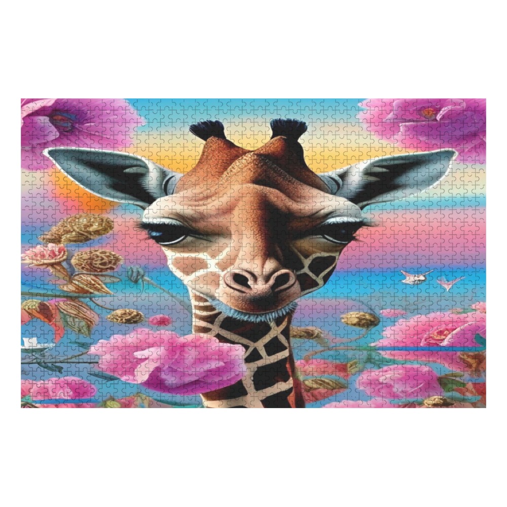 Sweet Giraffe 1000-Piece Wooden Photo Puzzles