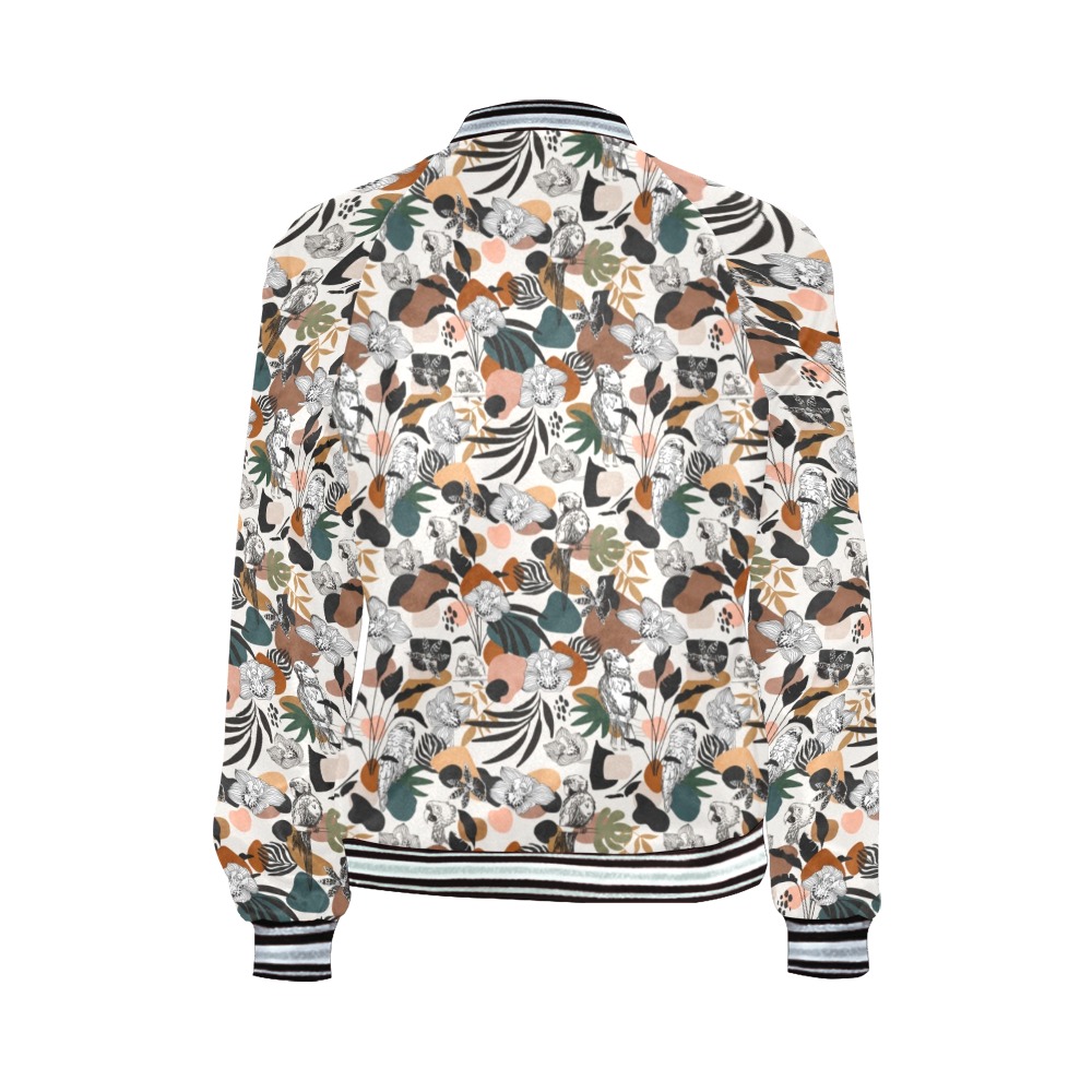 Abstract birds in the jungle 63 All Over Print Bomber Jacket for Women (Model H21)