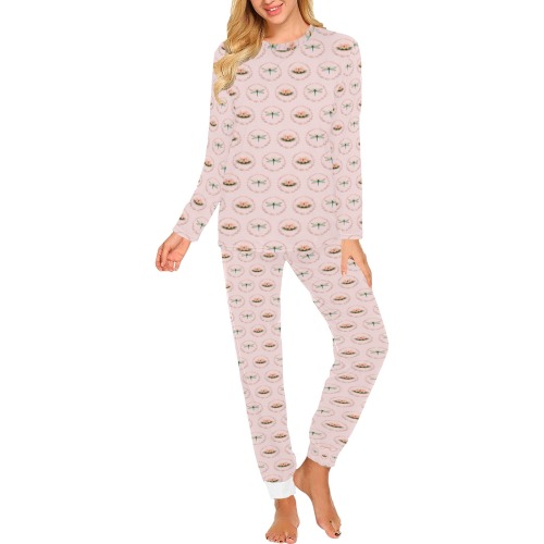 Dragonfly Garden Blush Knit two piece PJs