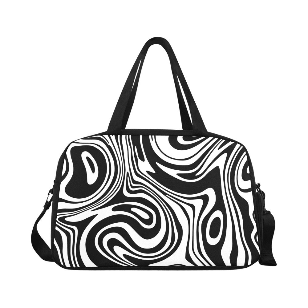 Black and White Marble Fitness Handbag (Model 1671)