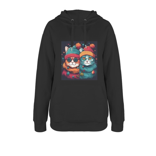 Christmas cats hoodie v1 Women's Oceanus Hoodie Sweatshirt (Model H03)