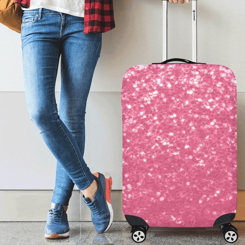 Magenta light pink red faux sparkles glitter Luggage Cover/Medium 22"-25"
