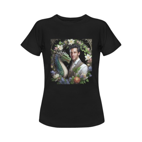 George and the dragon against a black background Women's T-Shirt in USA Size (Front Printing Only)