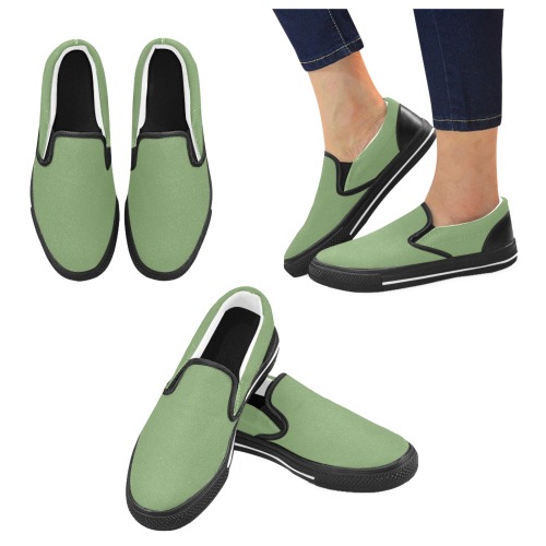 color asparagus Men's Slip-on Canvas Shoes (Model 019)