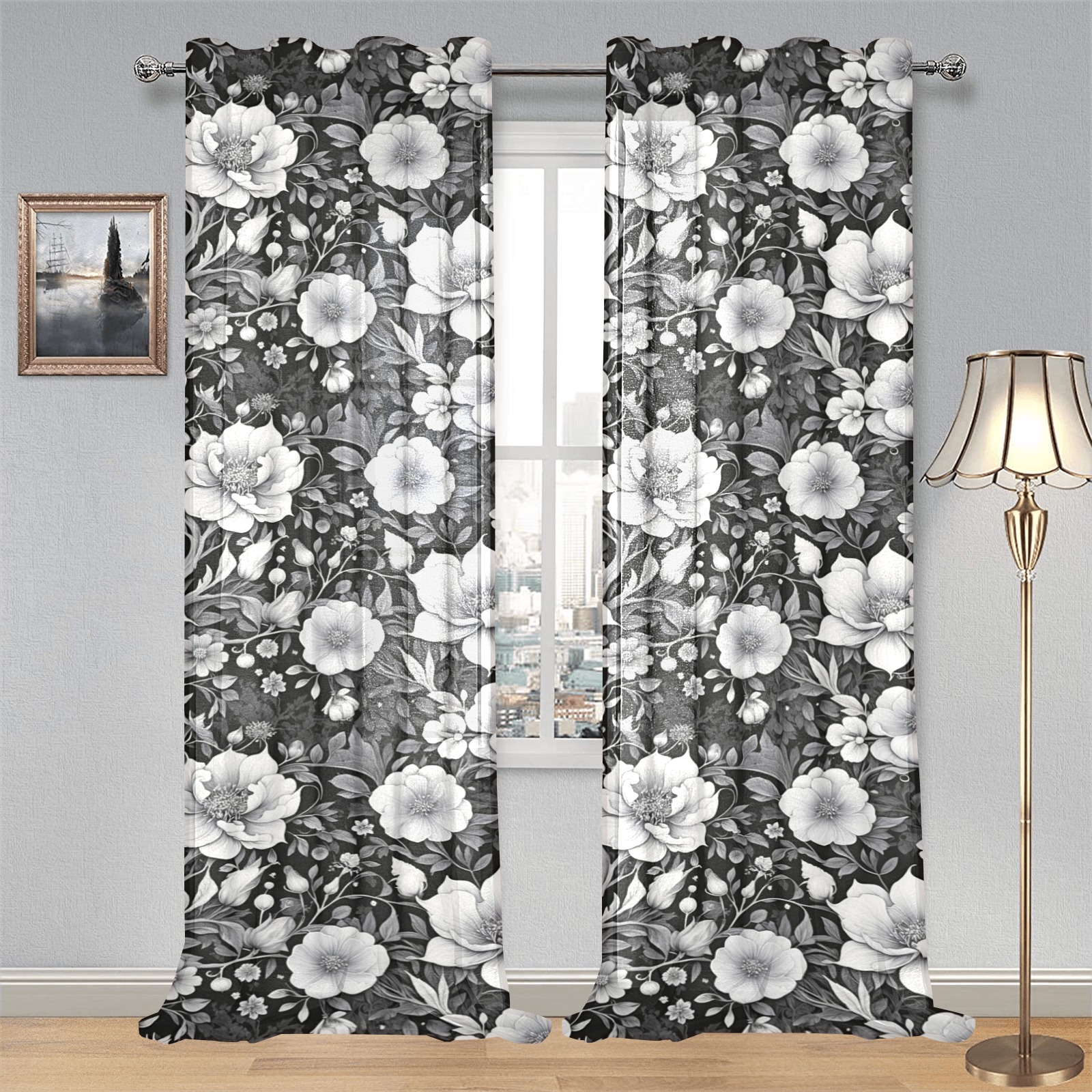 Fabulous Florals 39 Gauze Curtain 28"x95" (Two-Piece)