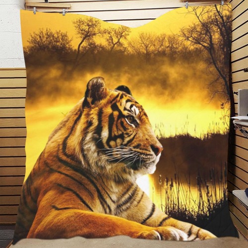 Tiger and Sunset Quilt 70"x80"