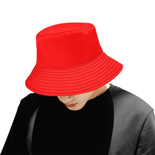 Merry Christmas Red Solid Color Unisex Summer Bucket Hat