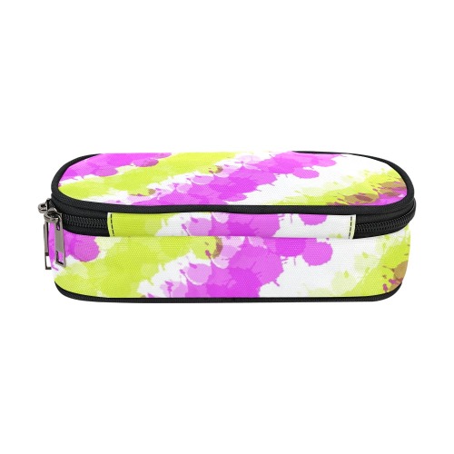 Pink & Yellow Bright Splatter Pencil Pouch/Large (Model 1680)