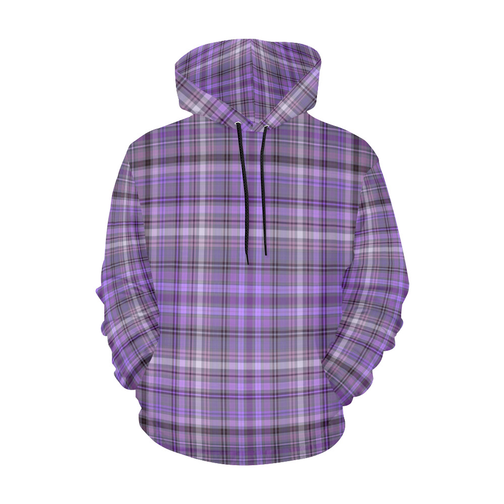 purple  plaid All Over Print Hoodie for Men (USA Size) (Model H13)