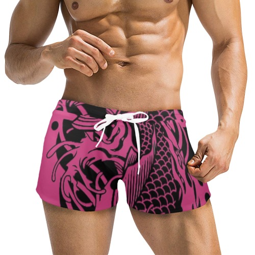 Pink Fish Scales Men's Swim Trunks with Zipper Pocket (Model L71)