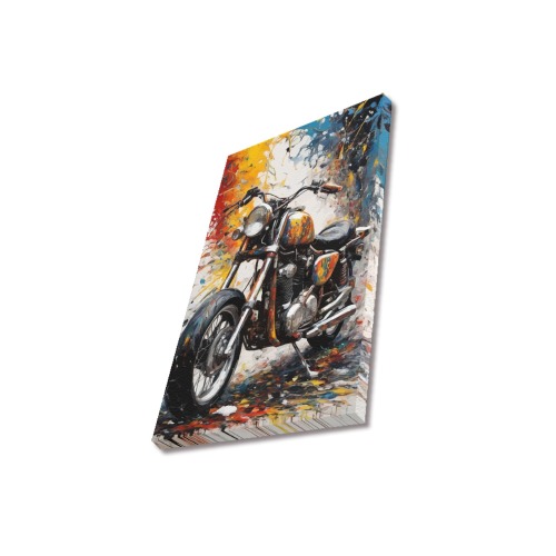 Old motorcycle and artistic colors around it art Upgraded Canvas Print 12"x18"