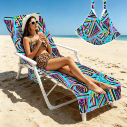 80s Beach chair cover Beach Chair Towel Cover with Side Pockets