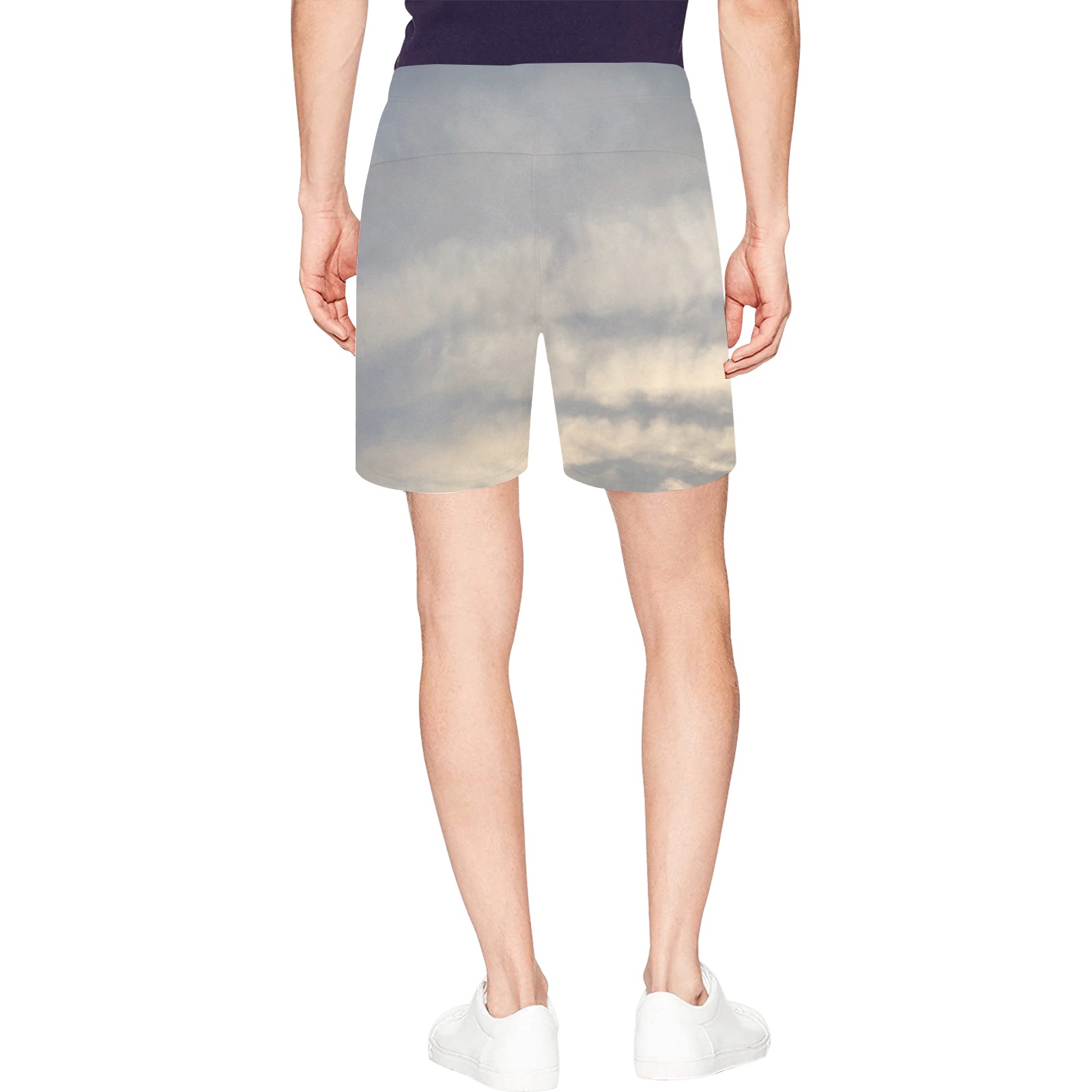 Rippled Cloud Collection Men's Mid-Length Beach Shorts (Model L47)