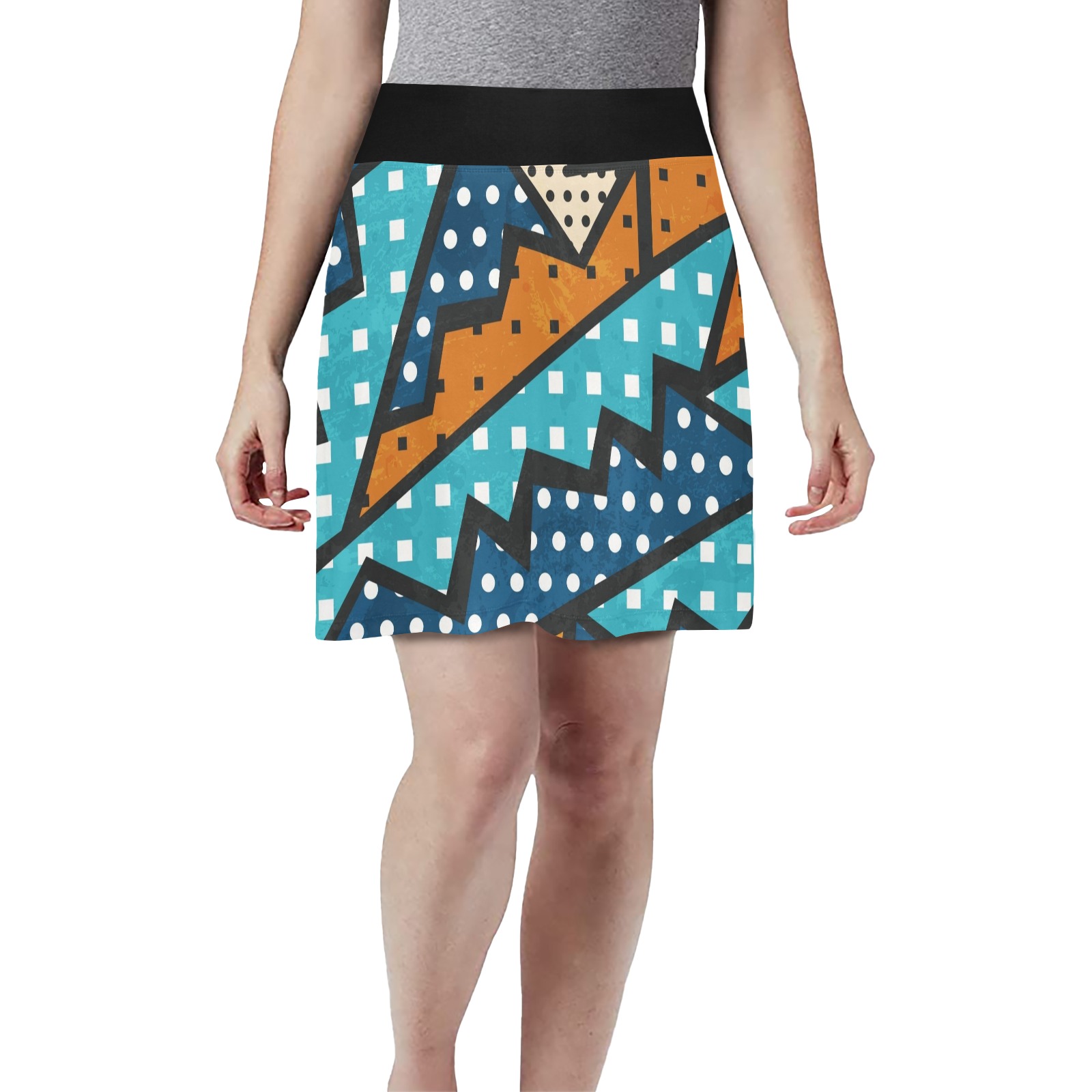 Retro Geometric Abstract Golf Skirt Women's Athletic Skirt (Model D64)