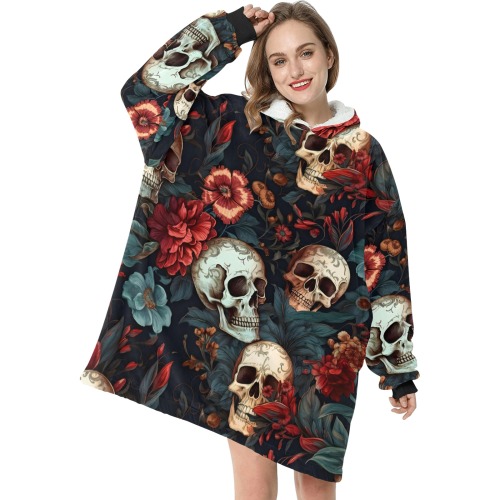 Floral Reaper Blanket Hood Blanket Hoodie for Women