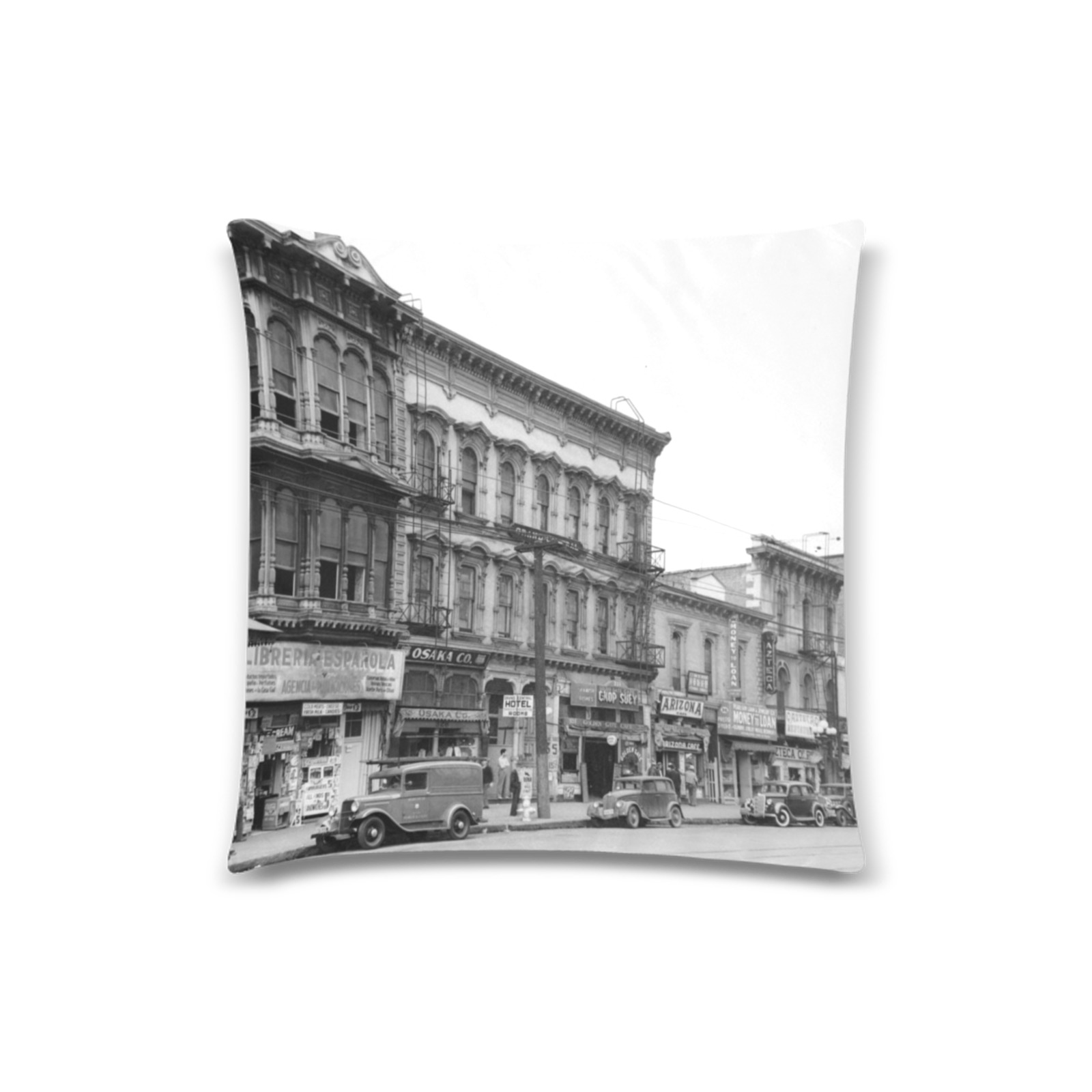 East side of Main Street Los Angeles. 1930s Custom Zippered Pillow Case 18"x18"(Twin Sides)