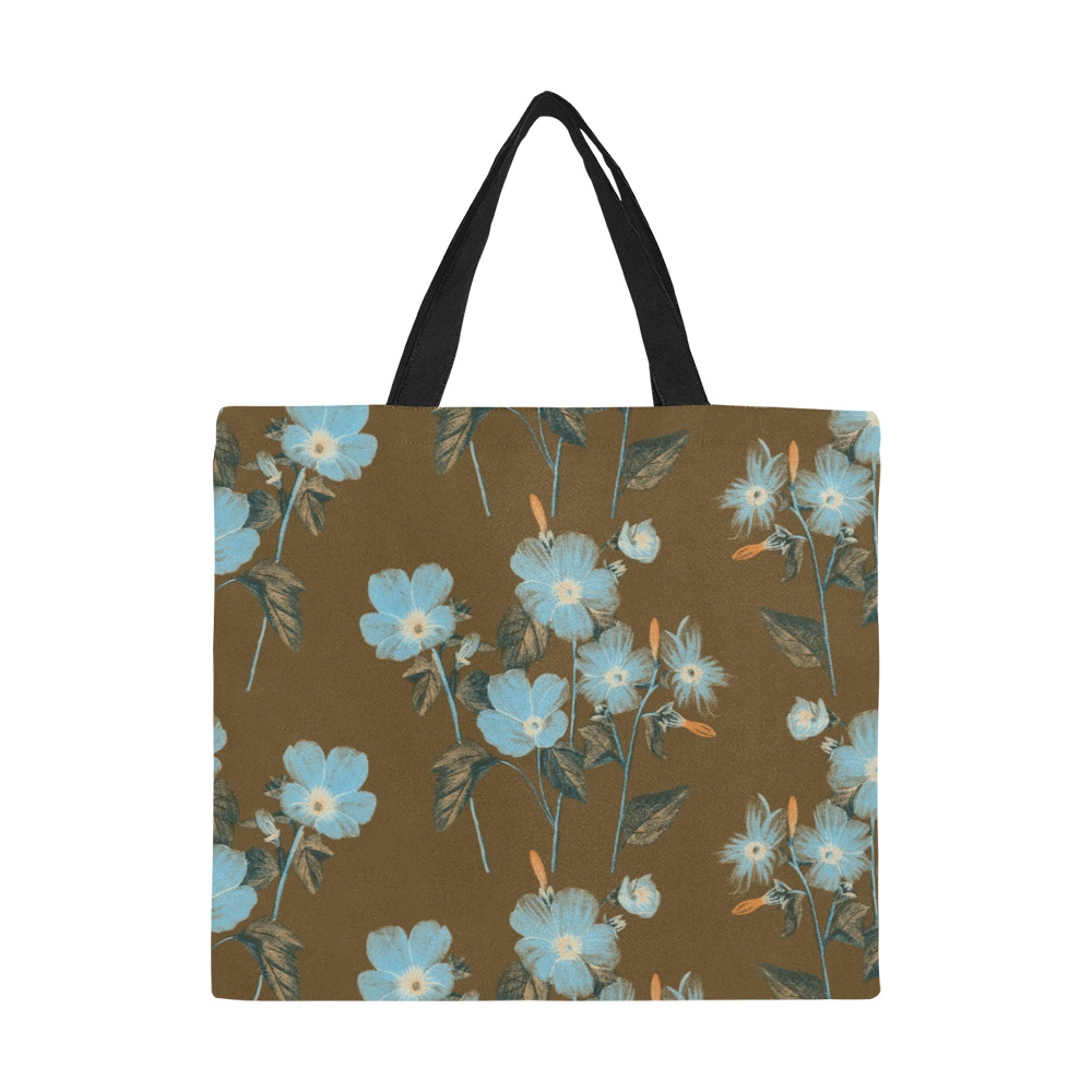 Rustic Blue Floral Bouquet All Over Print Canvas Tote Bag/Large (Model 1699)