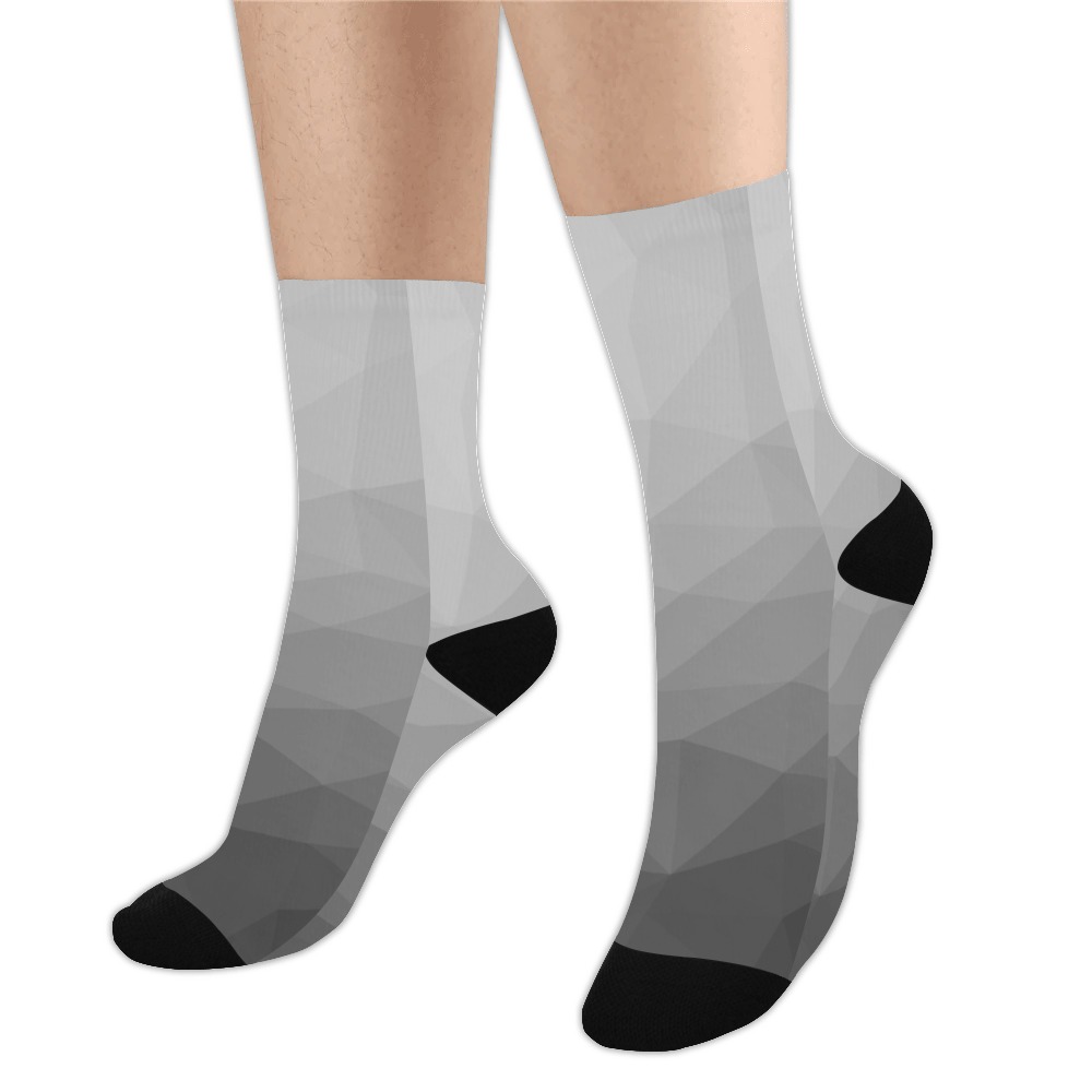 Grey Gradient Geometric Mesh Pattern Trouser Socks