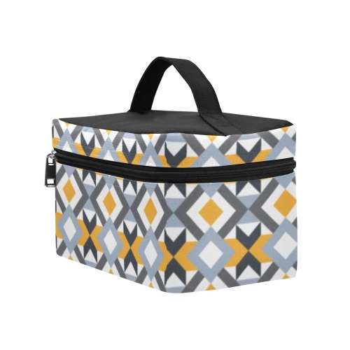 Retro Angles Abstract Geometric Pattern Cosmetic Bag/Large (Model 1658)