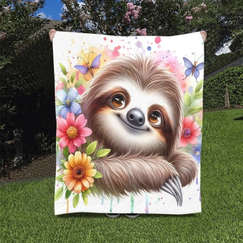 Watercolor Sloth 2 Quilt 50"x60"