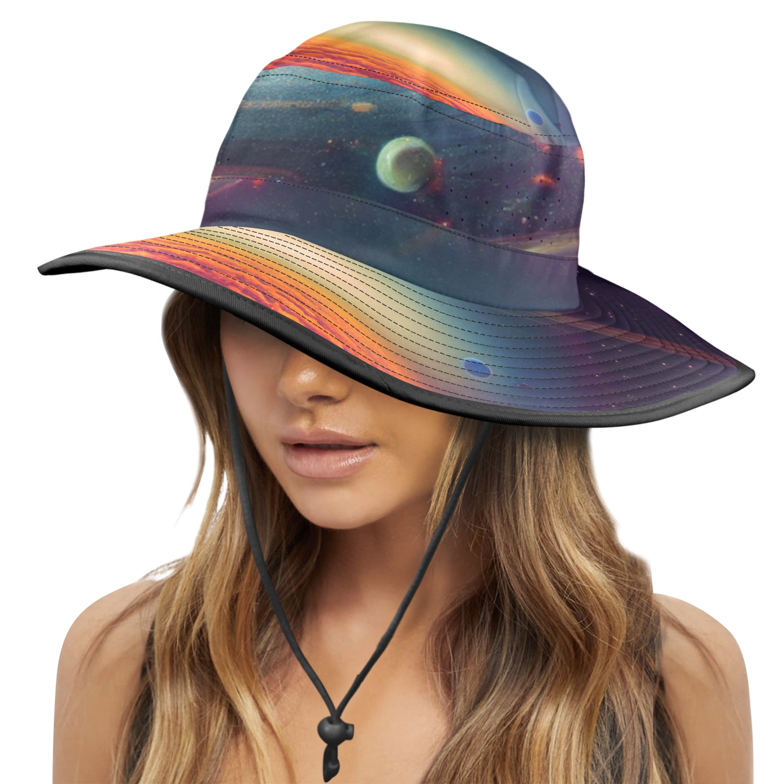 Galaxy Noggin Wide Brim Bucket Hat Men and Women Wide Brim Bucket Hat