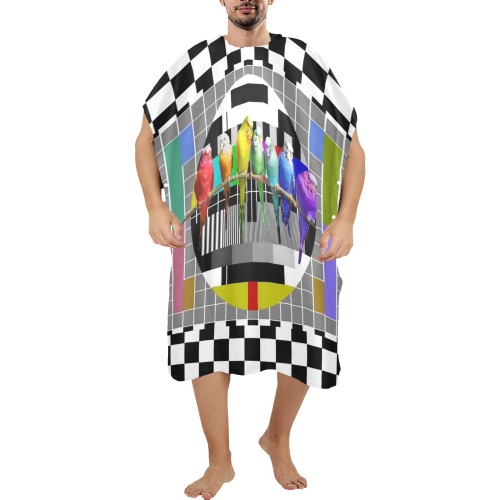Test Card Rainbow Budgies Beach Changing Robe (Large Size)