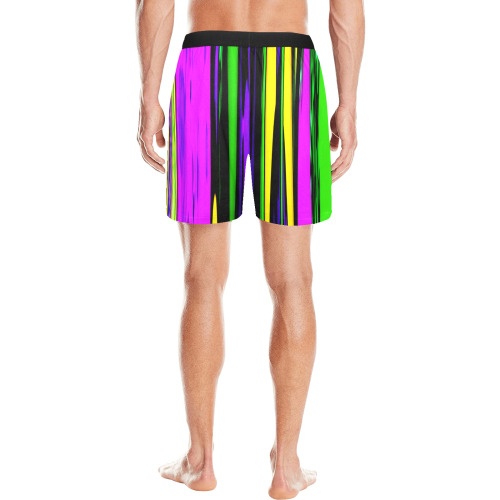 Mardi Gras Stripes Men's Mid-Length Pajama Shorts (Model L46)
