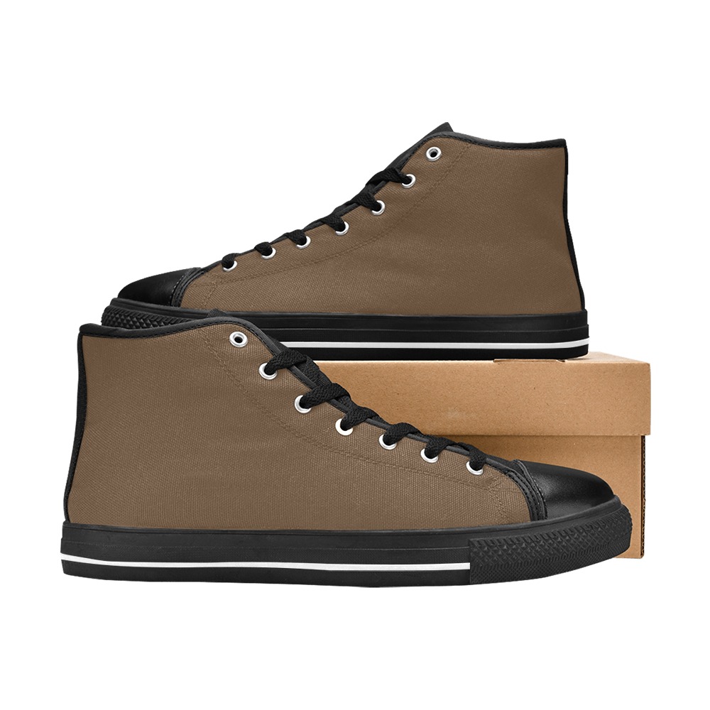 BROWN Women's Classic High Top Canvas Shoes (Model 017)