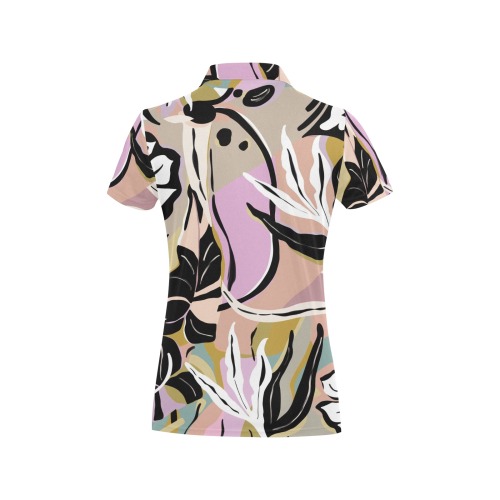Tropical modern simple graphic Women's All Over Print Polo Shirt (Model T55)