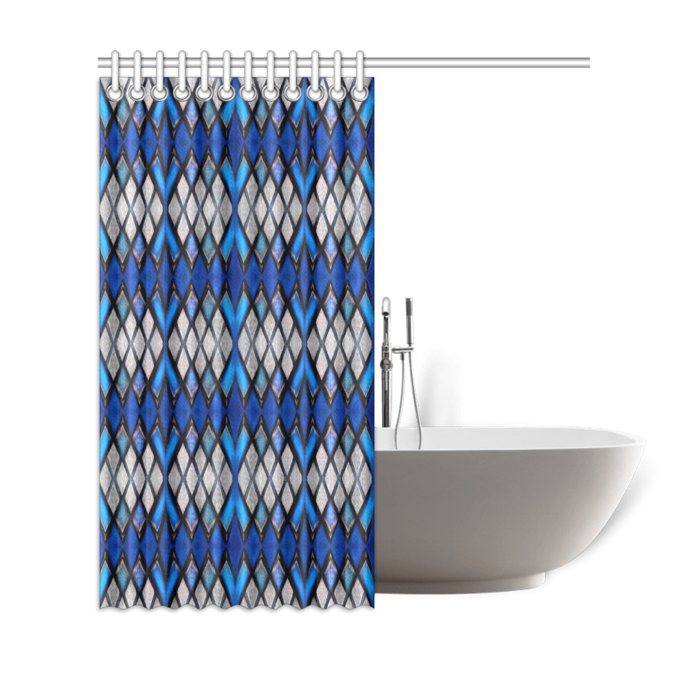 blue and silver diamond's Shower Curtain 69"x72"