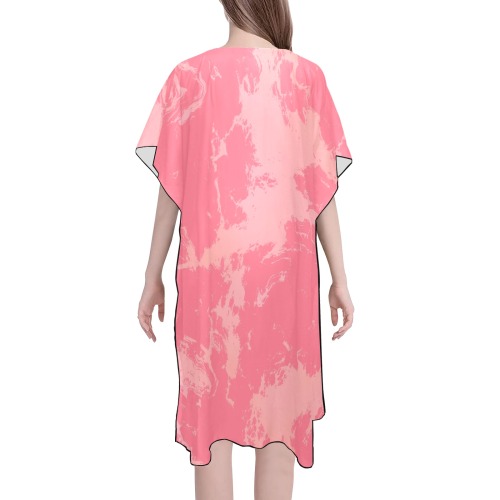 Pink Abstract Mid-Length Side Slits Chiffon Cover Ups (Model H50)